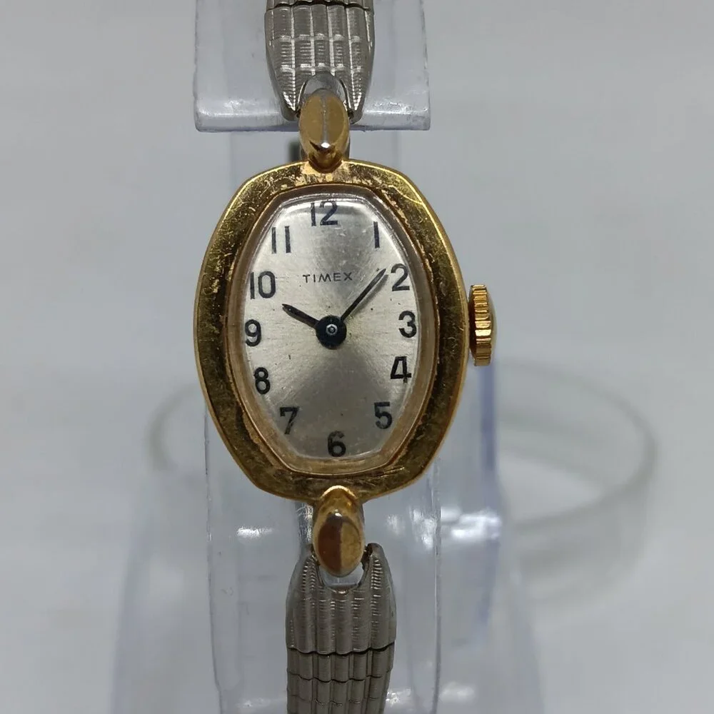 VINTAGE Timex 348 Manual Wind Women's 18mm x 22mm Two Tone Watch